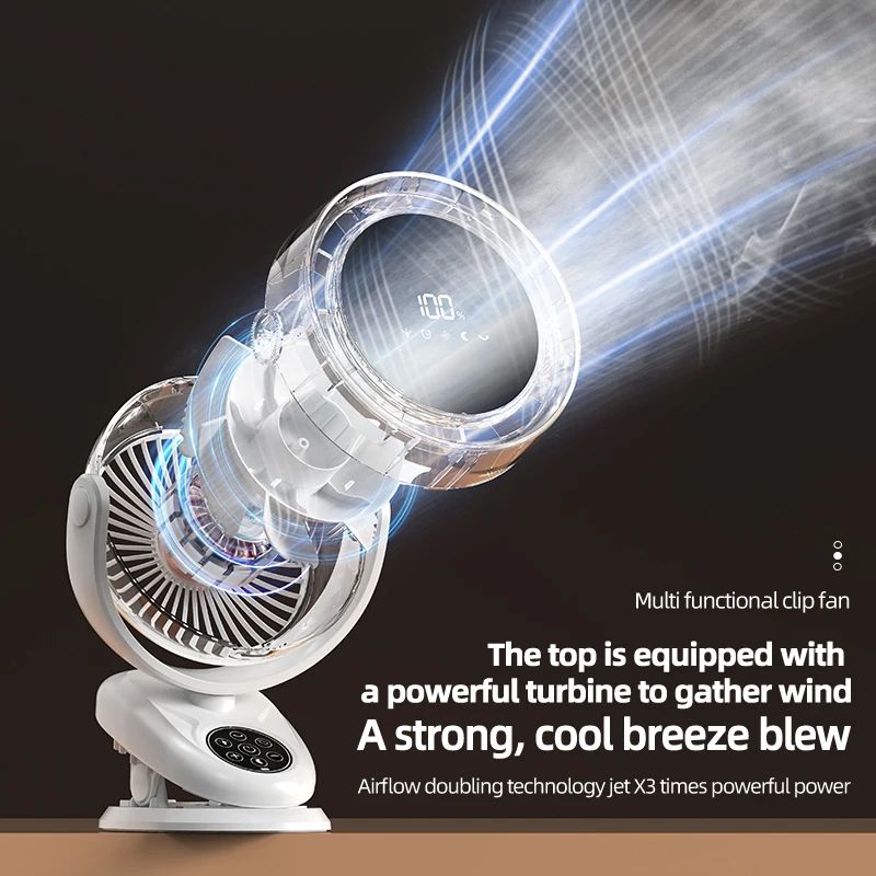 Rechargeable Circulating Clip Fan With Remote Control Mini Desktop Fan With 4000 MAh Battery Nigh 3