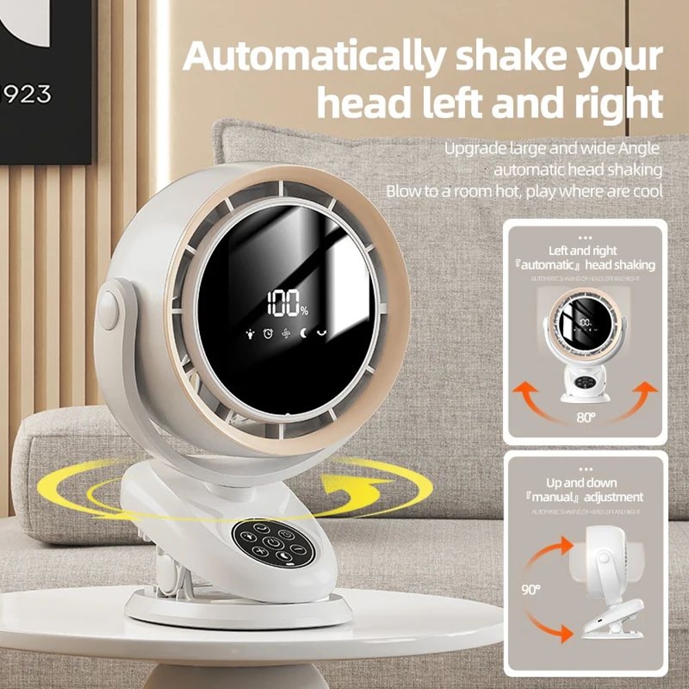 Rechargeable Circulating Clip Fan With Remote Control Mini Desktop Fan With 4000 MAh Battery Nigh 4