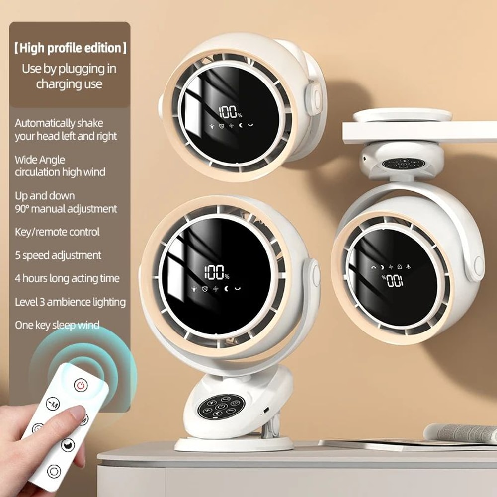 Rechargeable Circulating Clip Fan With Remote Control Mini Desktop Fan With 4000 MAh Battery Nigh 6