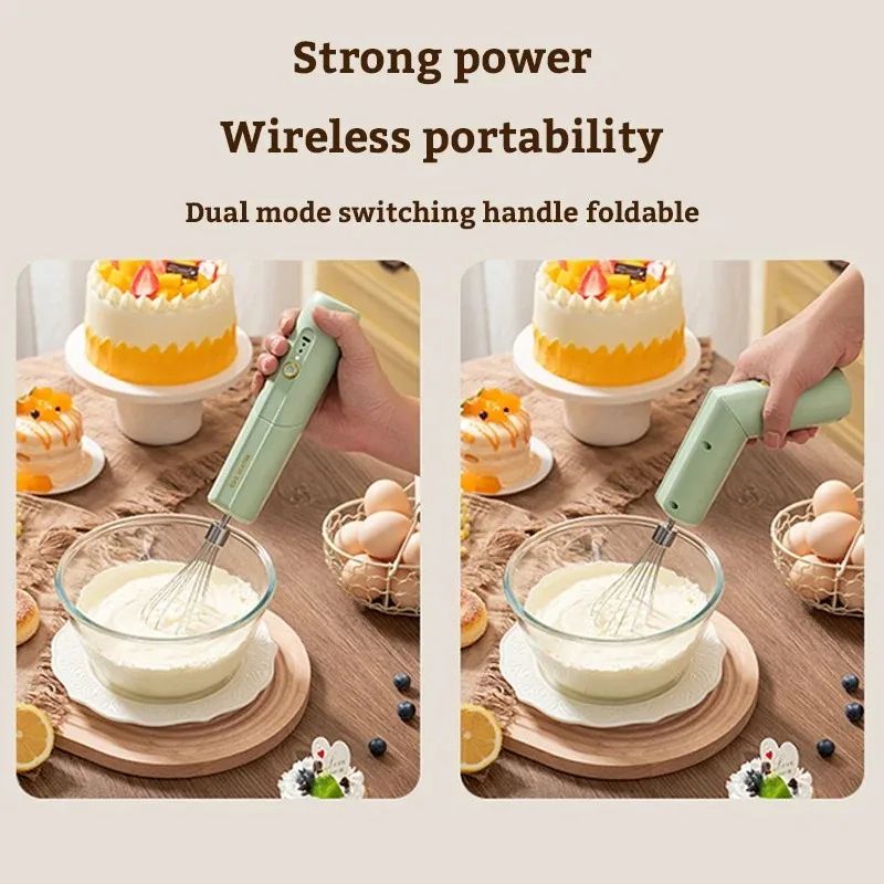 Wireless Electric Egg Beater Rechargeable Foldable Handheld Food Mixer Cake Cream Mixer With Dual