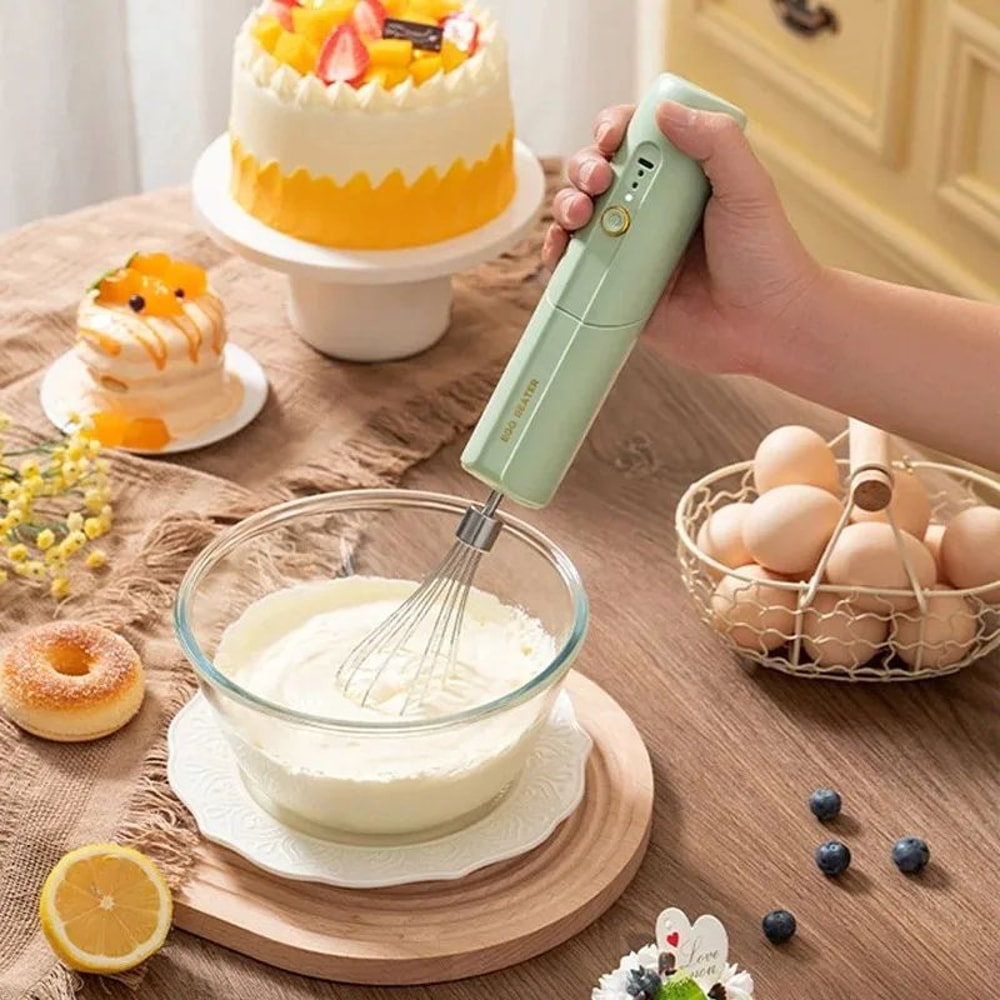 Wireless Electric Egg Beater Rechargeable Foldable Handheld Food Mixer Cake Cream Mixer With Dual