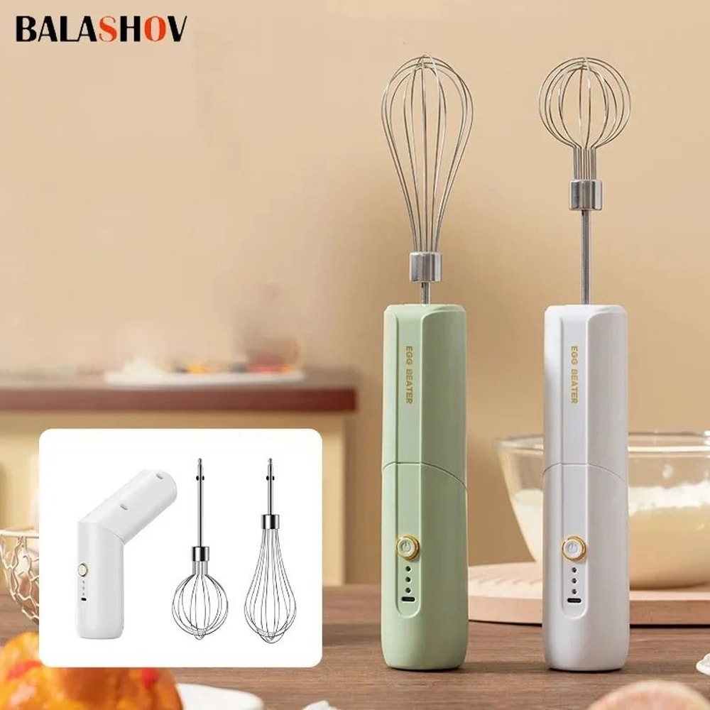 Wireless Electric Egg Beater Rechargeable Foldable Handheld Food Mixer Cake Cream Mixer With Dual