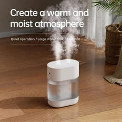 desktop humidifier with dual spray nozzles – usb mist humidifier with water purification & 1 l tank