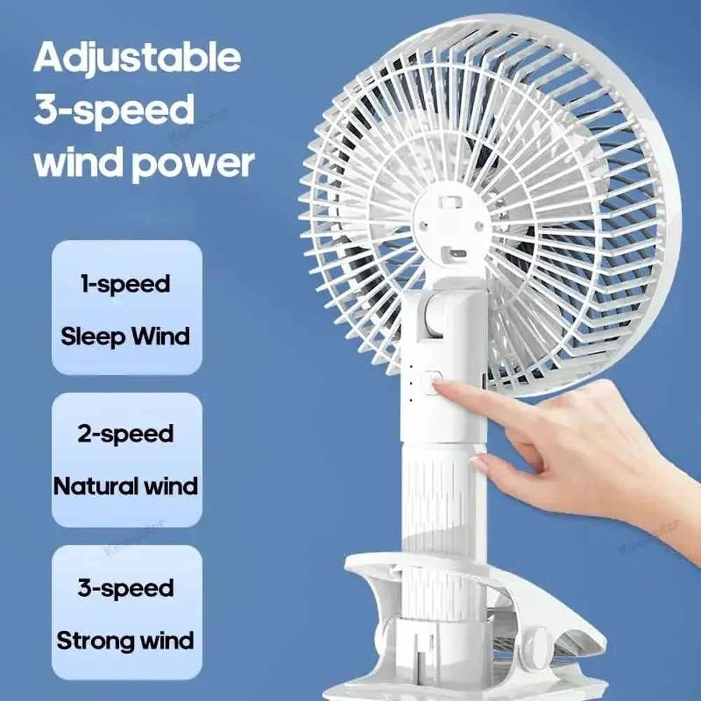 Mini Clip Fan Rechargeable Desktop Fan Foldable Portable WallMounted Fan With 3Speed Adjustment 3