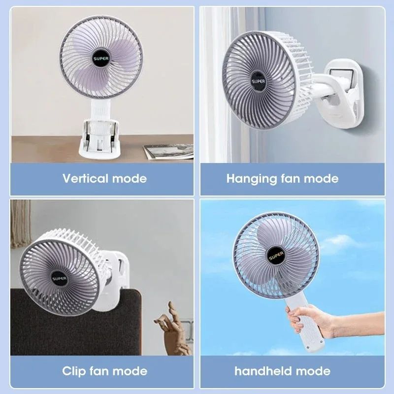 Mini Clip Fan Rechargeable Desktop Fan Foldable Portable WallMounted Fan With 3Speed Adjustment 5