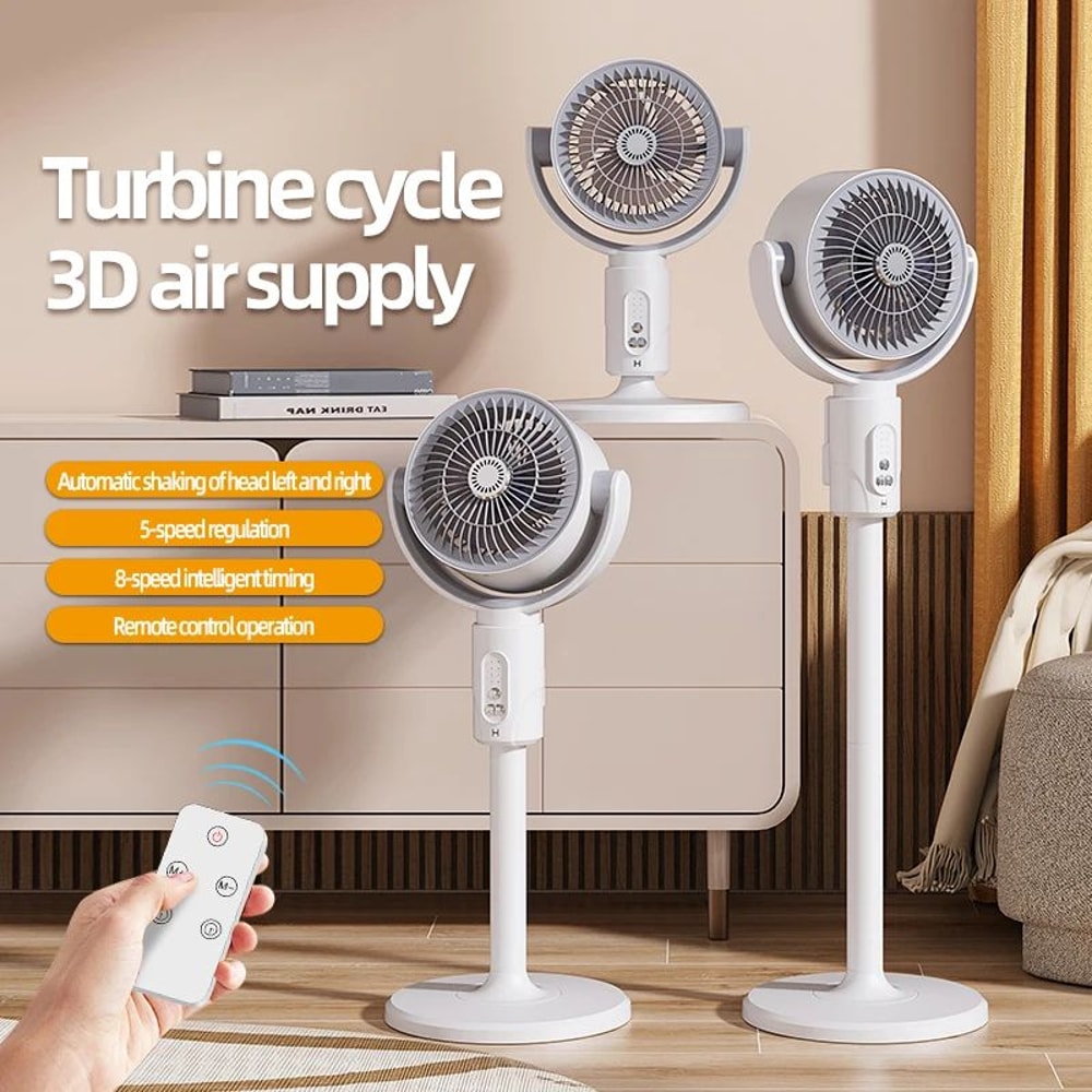Rechargeable Air Circulation Fan Oscillating Stand Fan Adjustable Height Household Fan With Remote 2