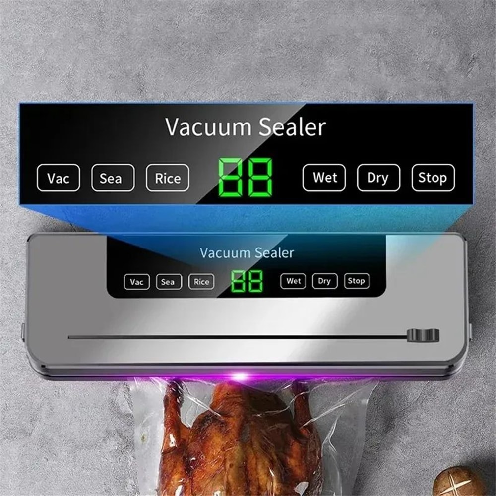 Electric Vacuum Sealer With BuiltIn Cutter OneTouch Food Vacuum Packaging Machine For Kitchen Stor 0