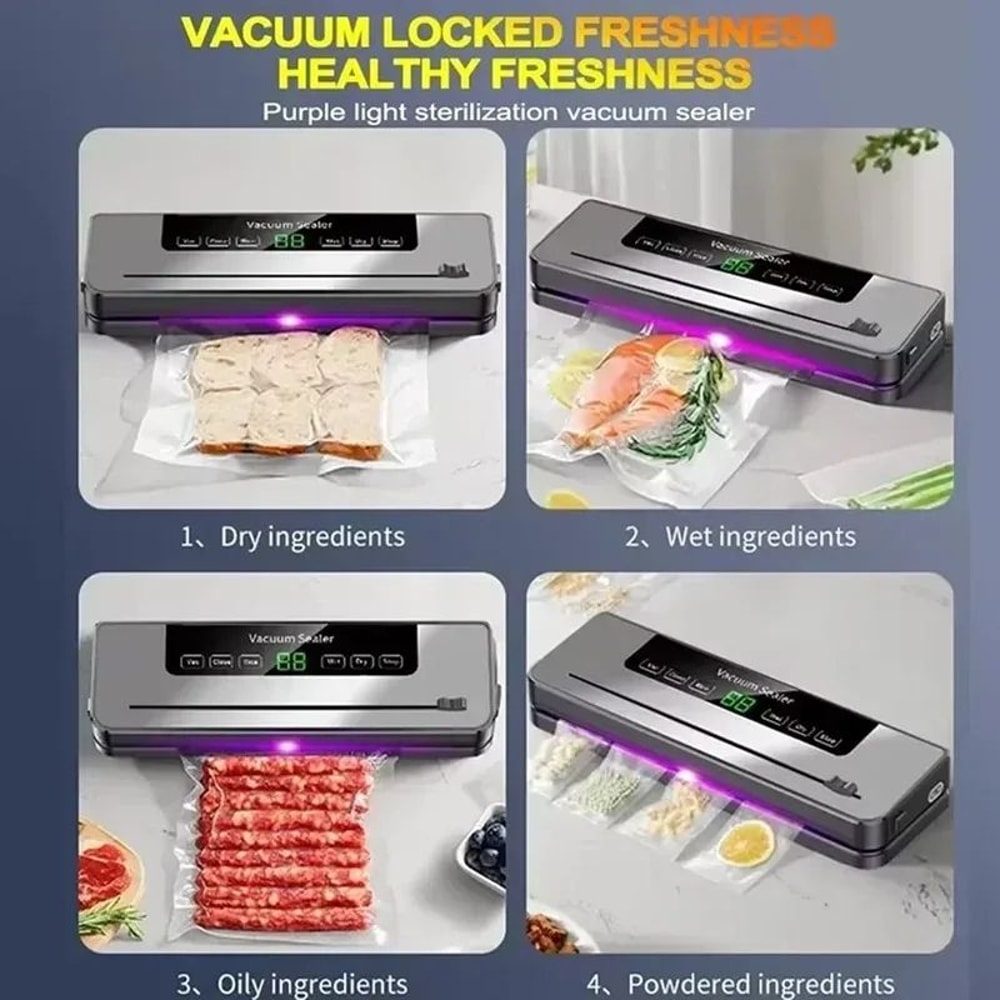 Electric Vacuum Sealer With BuiltIn Cutter OneTouch Food Vacuum Packaging Machine For Kitchen Stor 1