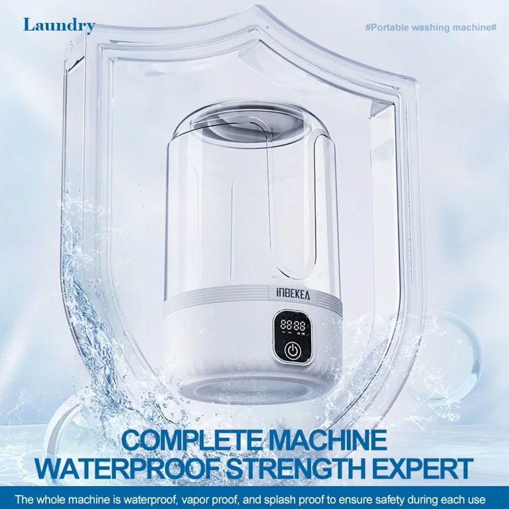16 Qt Mini Portable Washing Machine Waterproof Wireless Compact Laundry Tool With 7000mAh Recharge 2