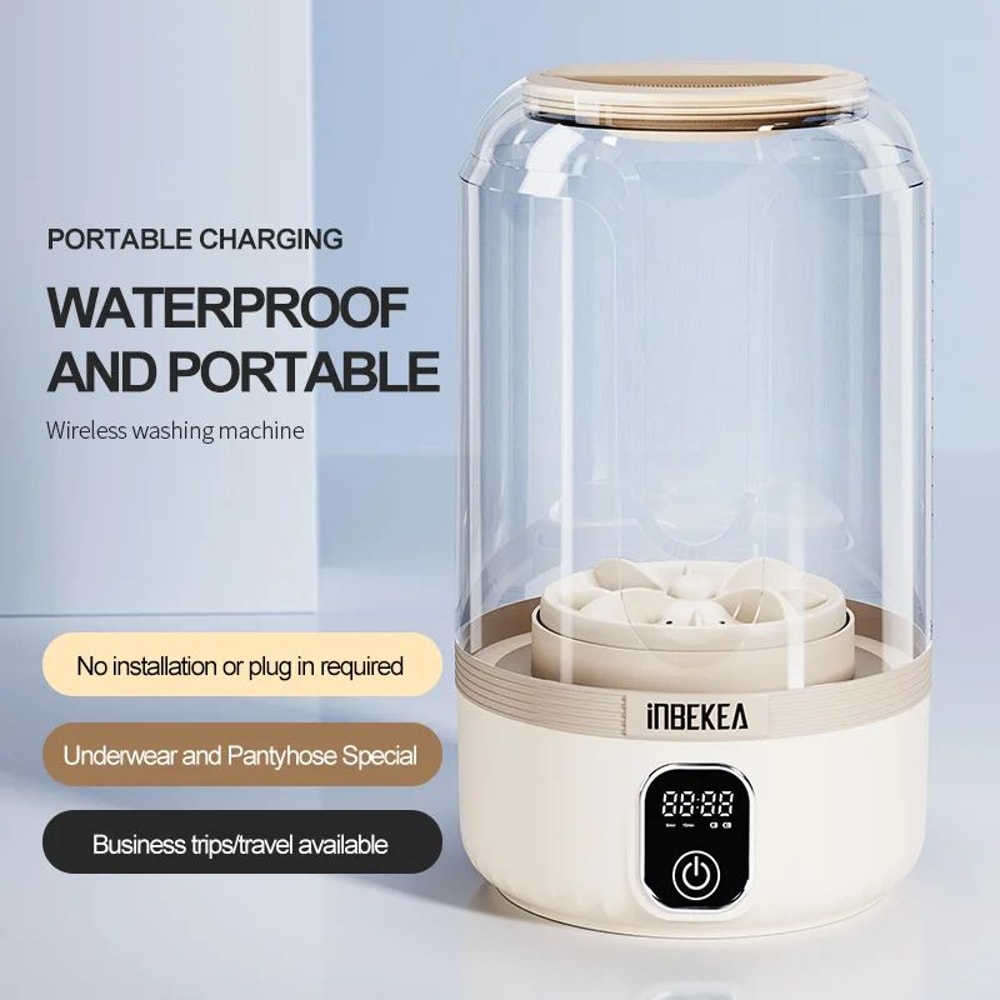 16 Qt Mini Portable Washing Machine Waterproof Wireless Compact Laundry Tool With 7000mAh Recharge 5