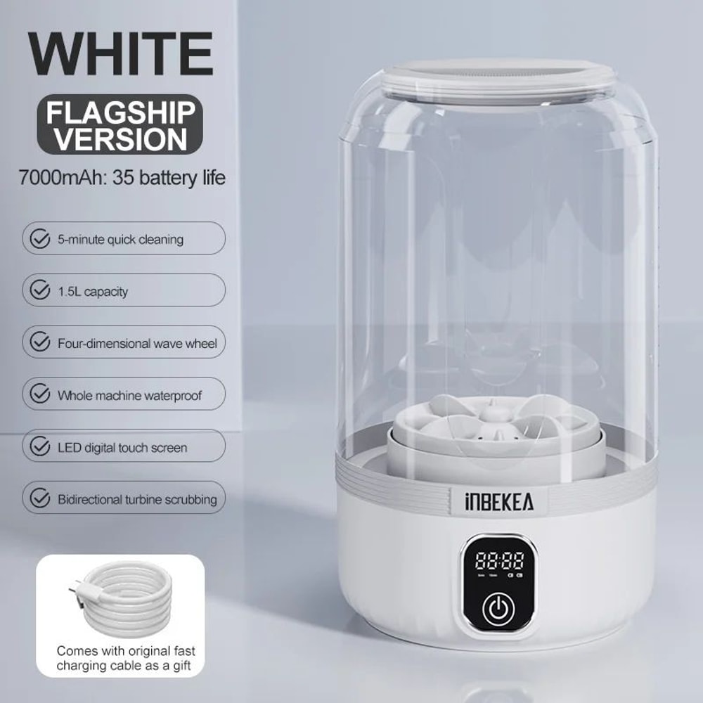 16 Qt Mini Portable Washing Machine Waterproof Wireless Compact Laundry Tool With 7000mAh Recharge 7