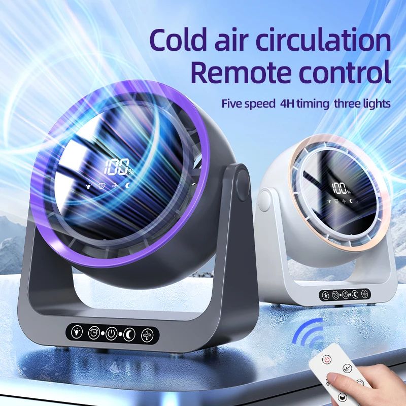 Desktop Circulating Fan With Remote Control Rechargeable Mini Table WallMounted Fan With Night Li 1