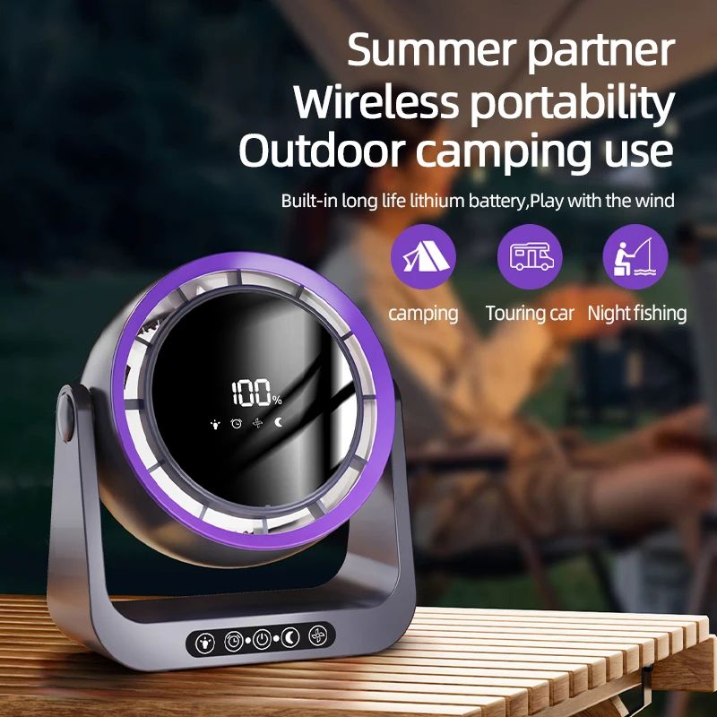 Desktop Circulating Fan With Remote Control Rechargeable Mini Table WallMounted Fan With Night Li 5