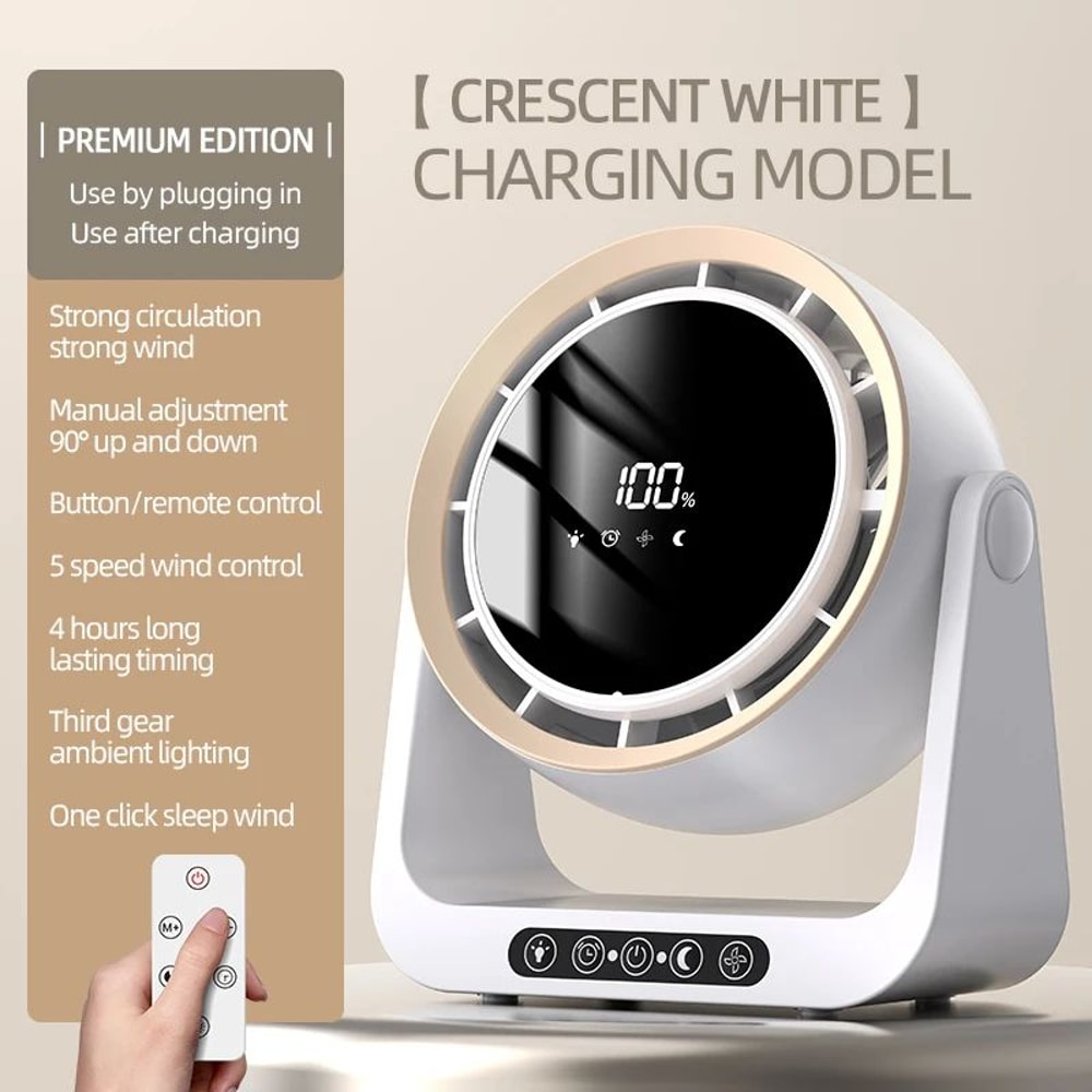 Desktop Circulating Fan With Remote Control Rechargeable Mini Table WallMounted Fan With Night Li 6