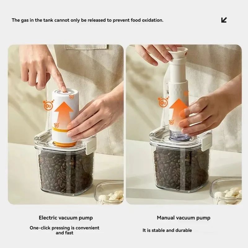 Electric Vacuum Sealed Canister With Pump Airtight MoistureProof Kitchen Cereal Storage Container 3