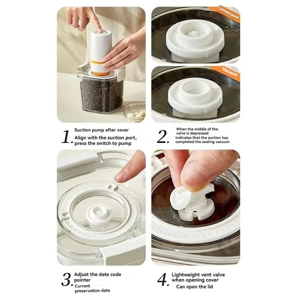 Electric Vacuum Sealed Canister With Pump Airtight MoistureProof Kitchen Cereal Storage Container 4