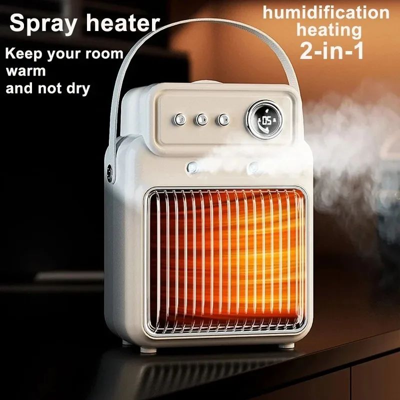Electric Desktop Heater With Humidifier 2in1 Intelligent Warm Air Heater With 3Speed Adjustment Fo 0