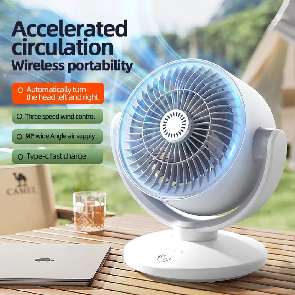 Desktop Circulating Fan TypeC Fast Charging Mini Oscillating Table Fan With 3Speed Air Circulation 1