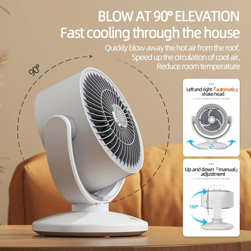 Desktop Circulating Fan TypeC Fast Charging Mini Oscillating Table Fan With 3Speed Air Circulation 5