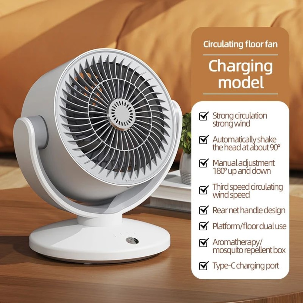 Desktop Circulating Fan TypeC Fast Charging Mini Oscillating Table Fan With 3Speed Air Circulation 6