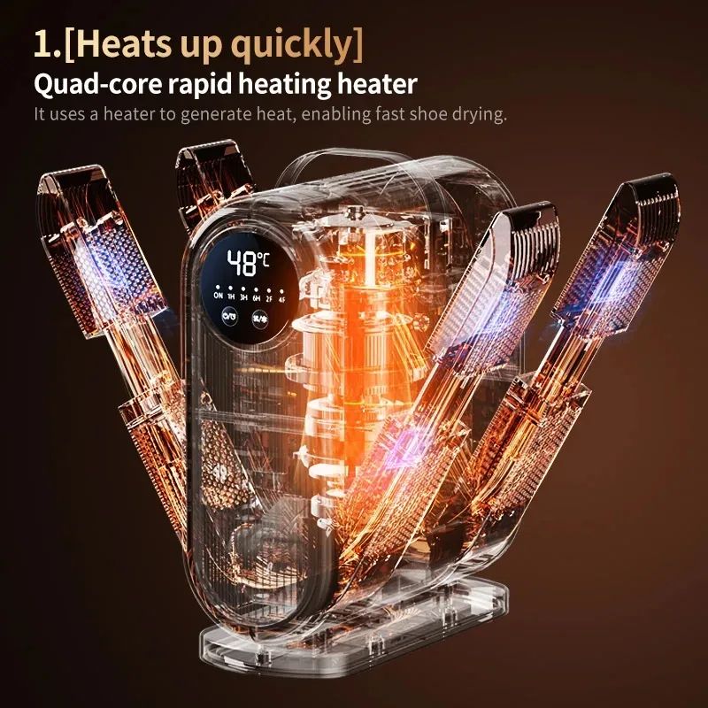 4Arms Foldable Shoe Dryer Electric Shoe Dehumidifier Boots Warmer With Timer Control 2