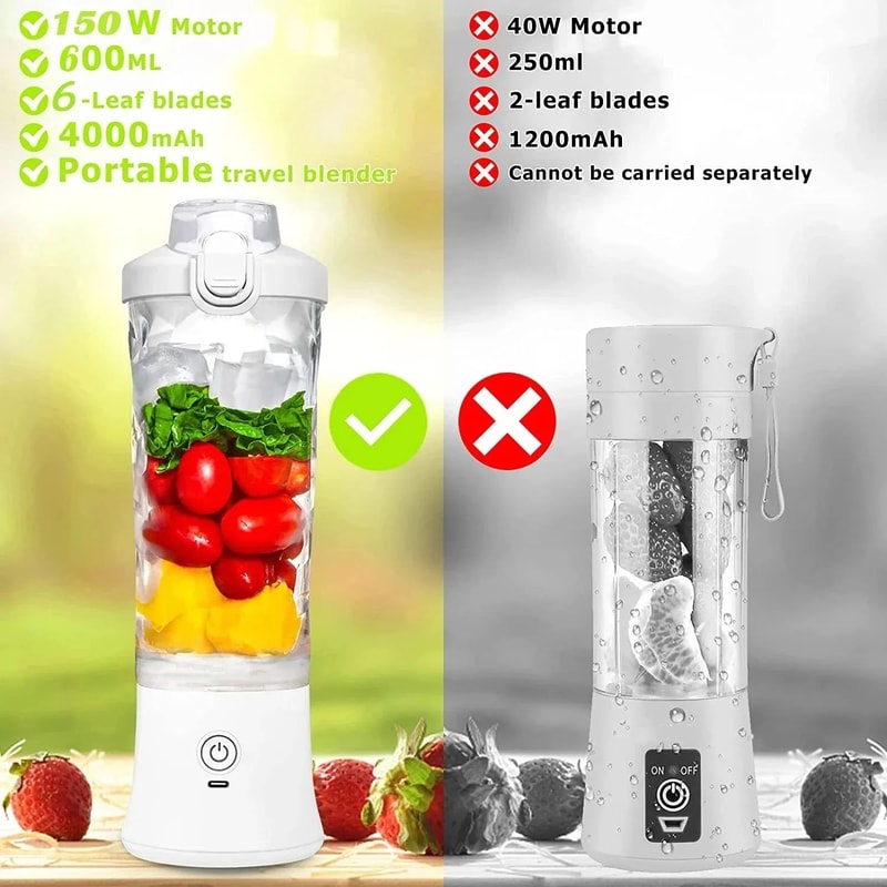 Portable Electric Fruit Juicer Blender USB Rechargeable 203 Fl Oz MultiFunctional Smoothie Mixer W 1