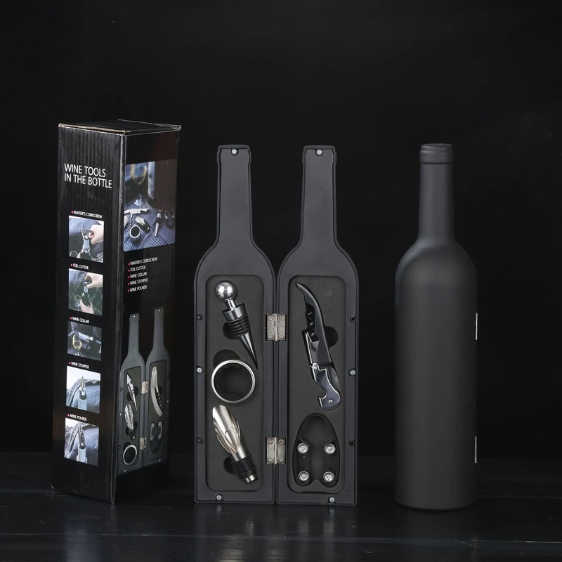 Premium Wine Tool Kit 5Piece Corkscrew Accessories Set For Home Bars Travel Gifting 0
