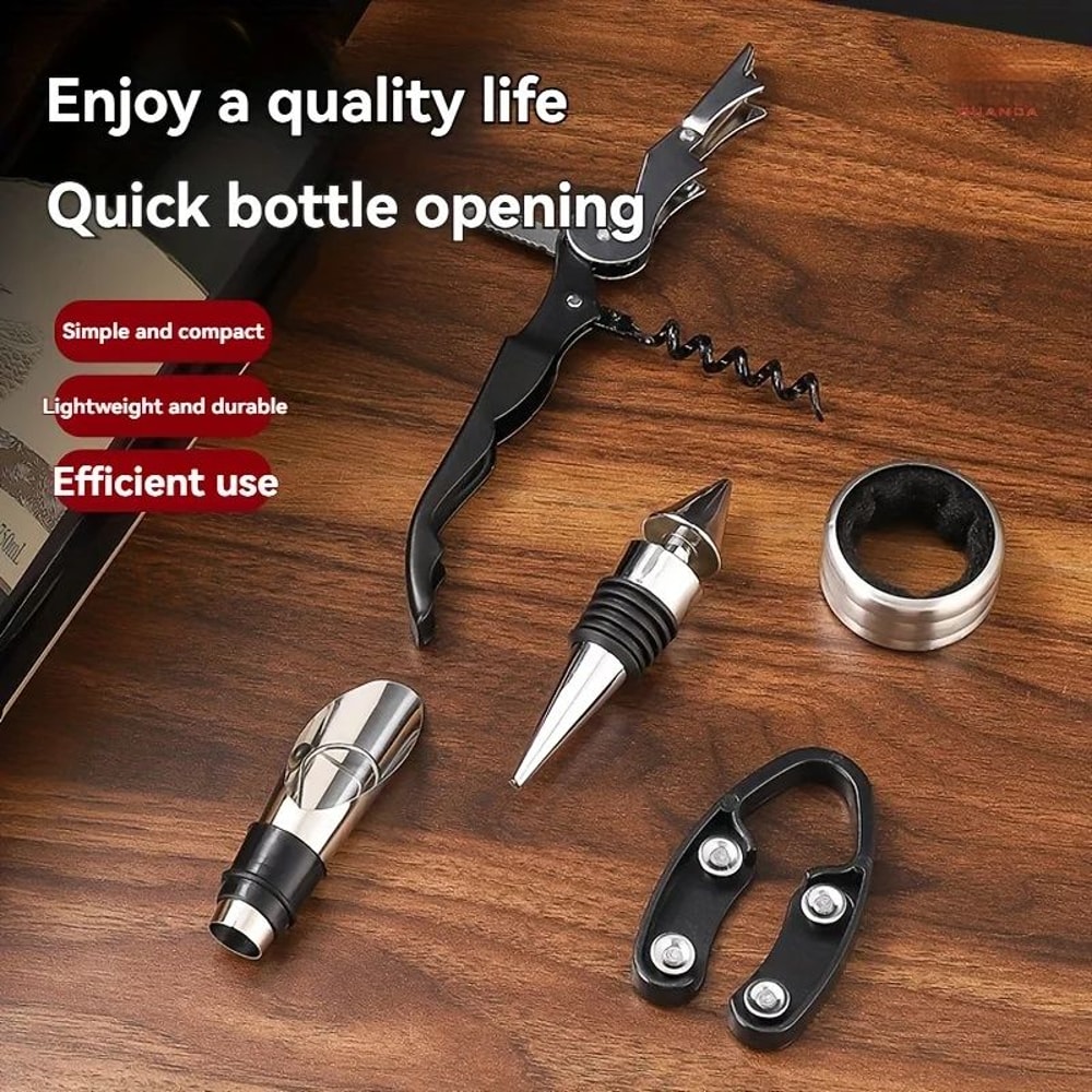 Premium Wine Tool Kit 5Piece Corkscrew Accessories Set For Home Bars Travel Gifting 1