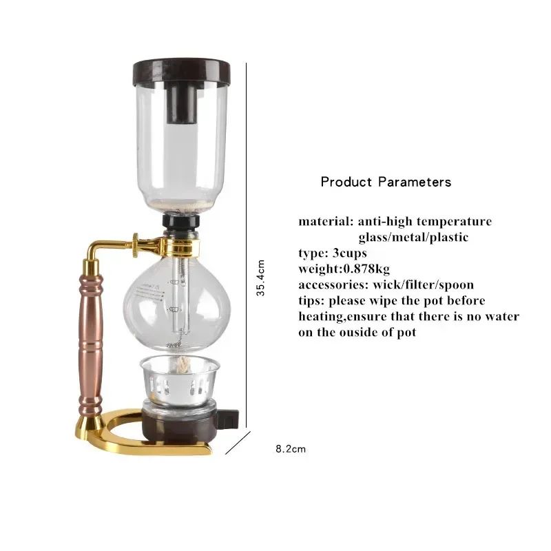 Premium Glass Vacuum Coffee Maker Tea Siphon Brewer 3 Cup 5 Cup Home Barista System 5
