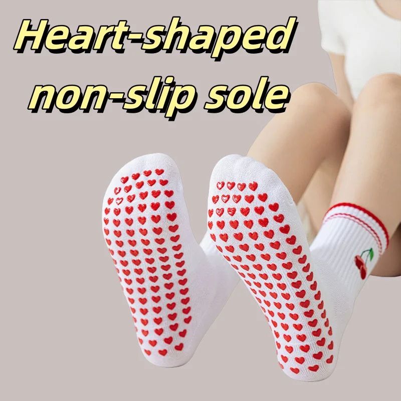 Womens Knitted Embroidered NonSlip Yoga Socks EU 3643 Silicone Grip Pilates Fitness MidCalf Socks 3