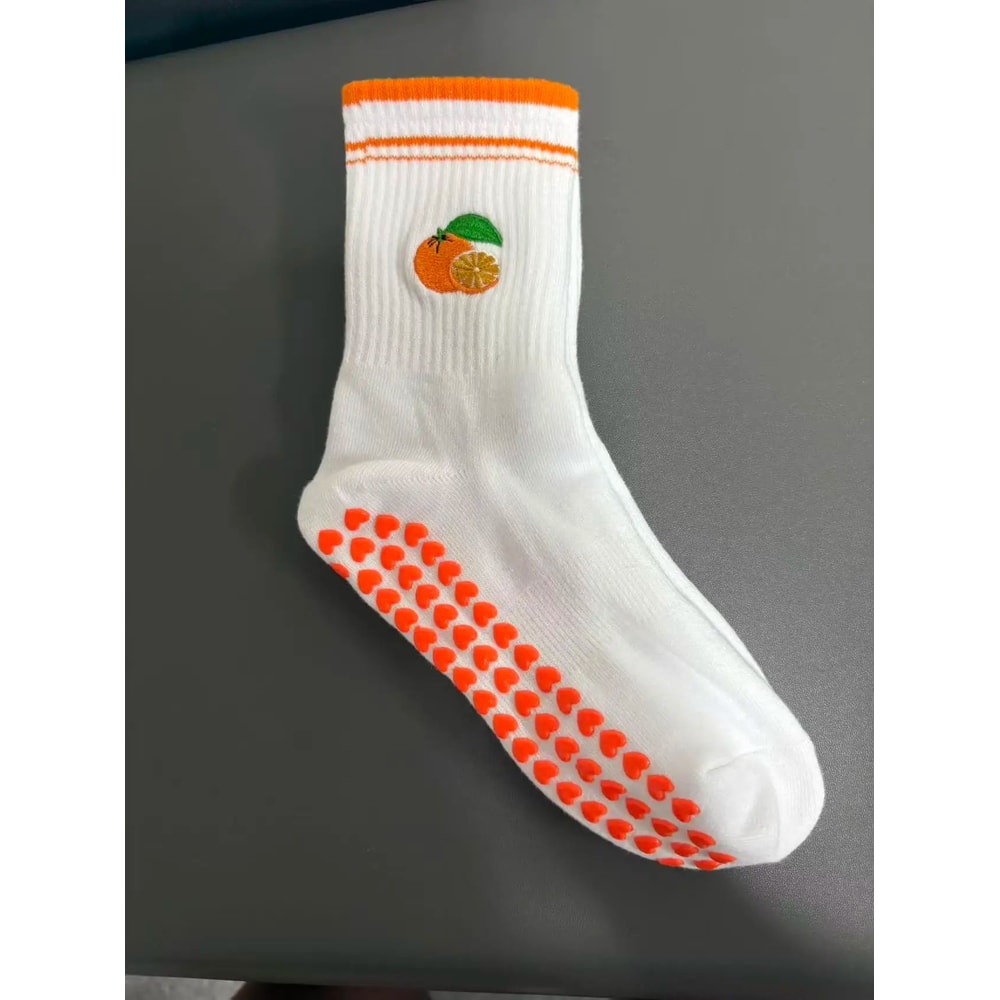 Womens Knitted Embroidered NonSlip Yoga Socks EU 3643 Silicone Grip Pilates Fitness MidCalf Socks 18