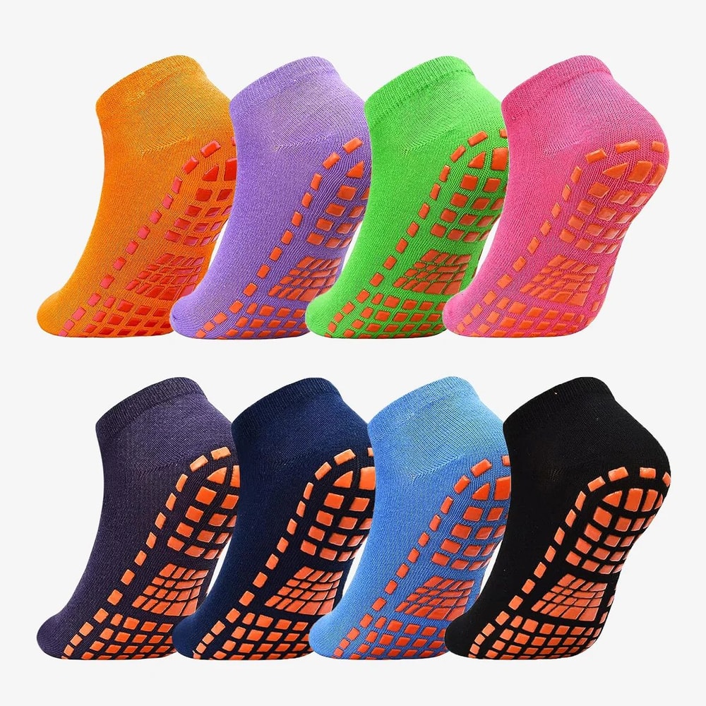 Unisex Silicone NonSlip Grip Trampoline Socks Cotton Yoga Pilates Hospital Safety Socks 1 Or 4 Pa 0
