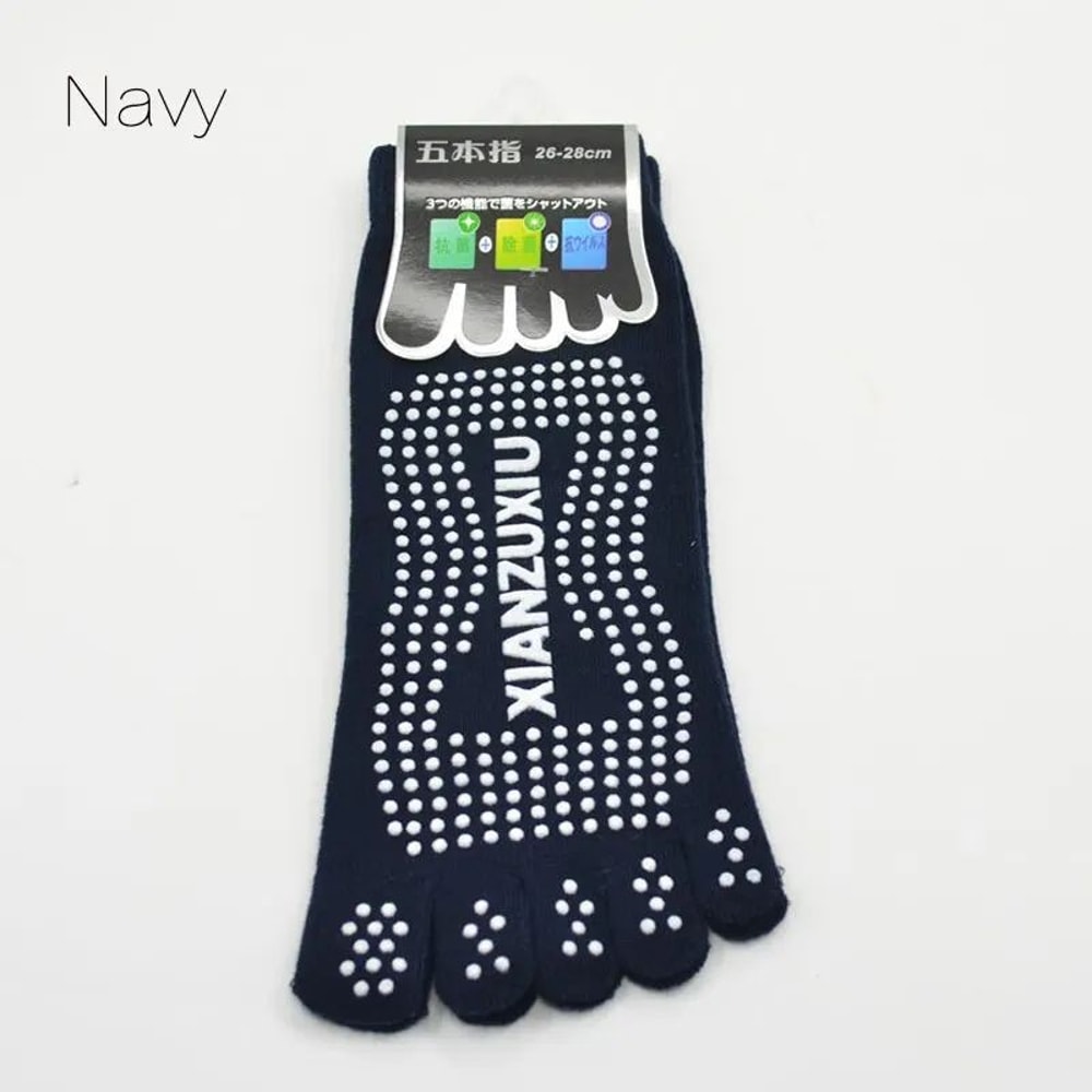 Mens Cotton FiveToe NonSlip Pilates Socks Breathable Grip Yoga Sports Massage Socks Free Size 394 10