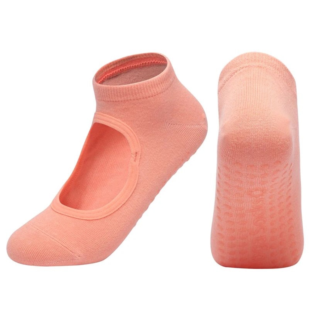 Customized Womens Backless AntiSlip Pilates Socks Breathable Cotton 5Toe Yoga Ballet Fitness Grip 11