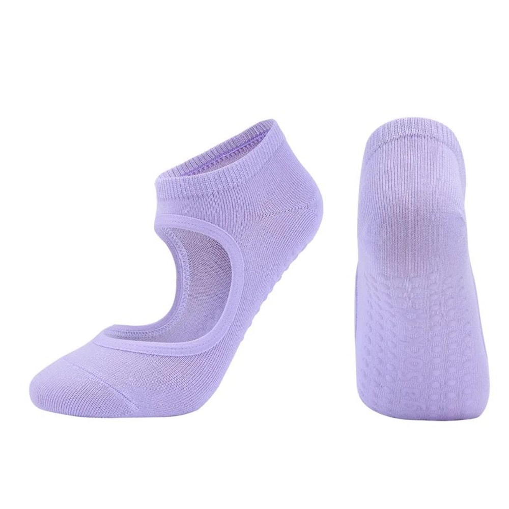 Customized Womens Backless AntiSlip Pilates Socks Breathable Cotton 5Toe Yoga Ballet Fitness Grip 8