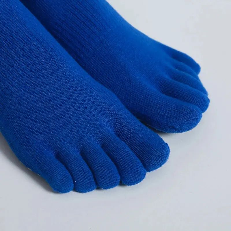 Womens Breathable FiveToe NonSlip Yoga Socks MidCalf Cotton Pilates Ballet Grip Floor Socks US 45 2
