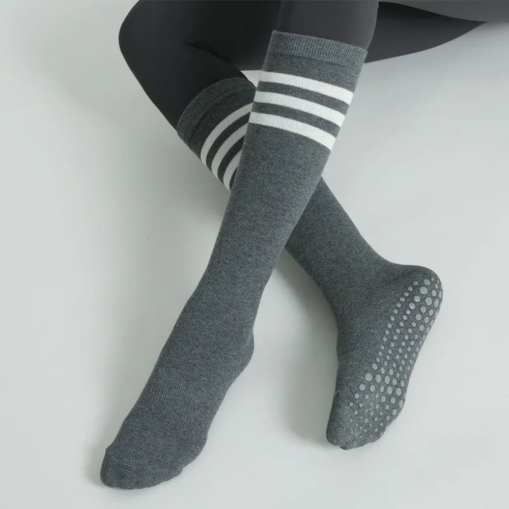 Autumn Winter Womens AntiSlip Cotton Yoga Socks MidCalf Terry Pilates Ballet Grip Fitness Socks 7