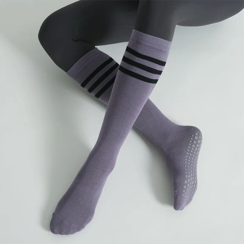 Autumn Winter Womens AntiSlip Cotton Yoga Socks MidCalf Terry Pilates Ballet Grip Fitness Socks 8