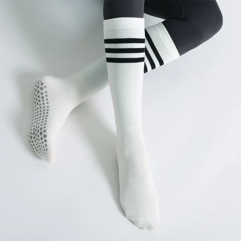 Autumn Winter Womens AntiSlip Cotton Yoga Socks MidCalf Terry Pilates Ballet Grip Fitness Socks 10