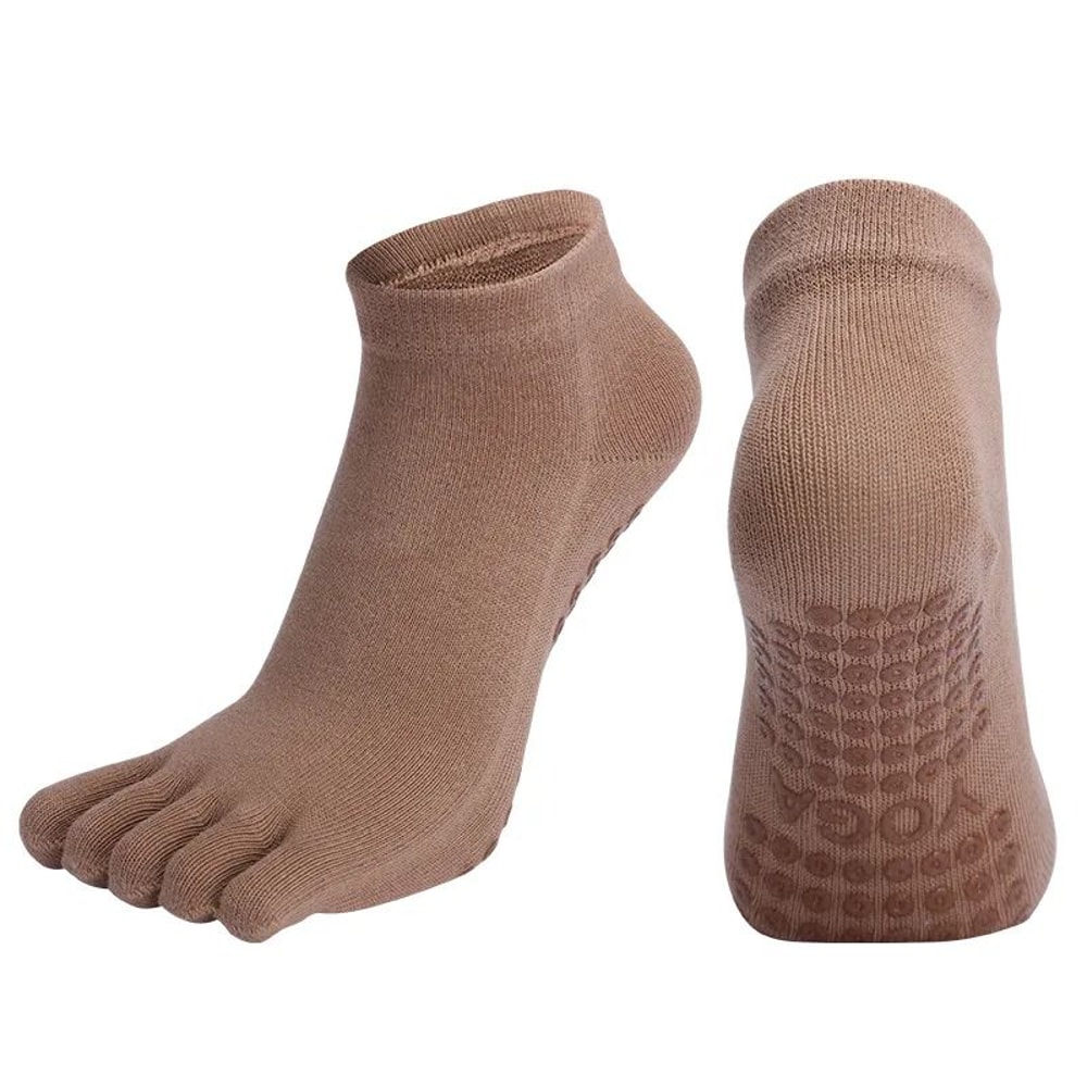 Womens Cotton FiveToe NonSlip Yoga Socks Breathable QuickDry Pilates Dance Fitness Grip Socks 6