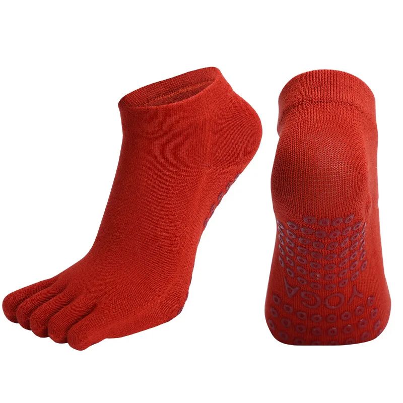Womens Cotton FiveToe NonSlip Yoga Socks Breathable QuickDry Pilates Dance Fitness Grip Socks 11