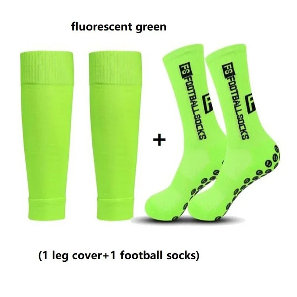 FS AntiSlip Football Socks Set HighQuality Soccer Grip Socks With Nylon Leg Cover Unisex US 612 5