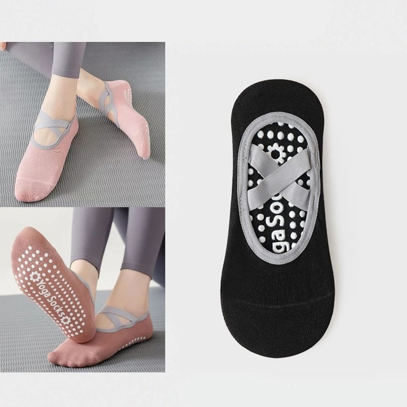 Professional Backless NonSlip Yoga Socks Silicone Grip Breathable Pilates Fitness Socks For Women 15