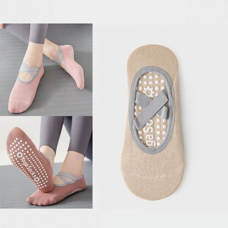 Professional Backless NonSlip Yoga Socks Silicone Grip Breathable Pilates Fitness Socks For Women 19