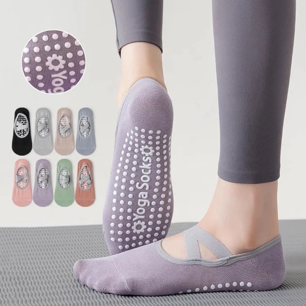 Womens Terry Cotton NonSlip Yoga Socks Breathable Bandage Pilates Ballet Grip Fitness Socks 0