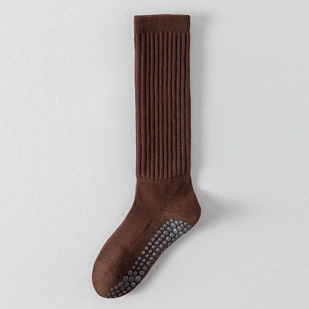 Womens KneeHigh NonSlip Yoga Socks Terry Grip Pilates Slouch Socks With Silicone Dots 7