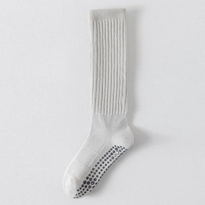 Womens KneeHigh NonSlip Yoga Socks Terry Grip Pilates Slouch Socks With Silicone Dots 11