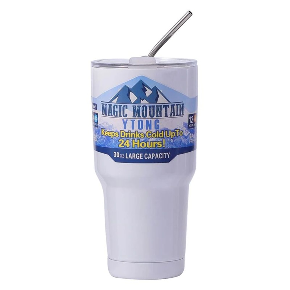 Magic Stainless Steel Freeze Tumbler Vacuum Insulated Ice Coffee Thermos Cup With Straw For Travel 8