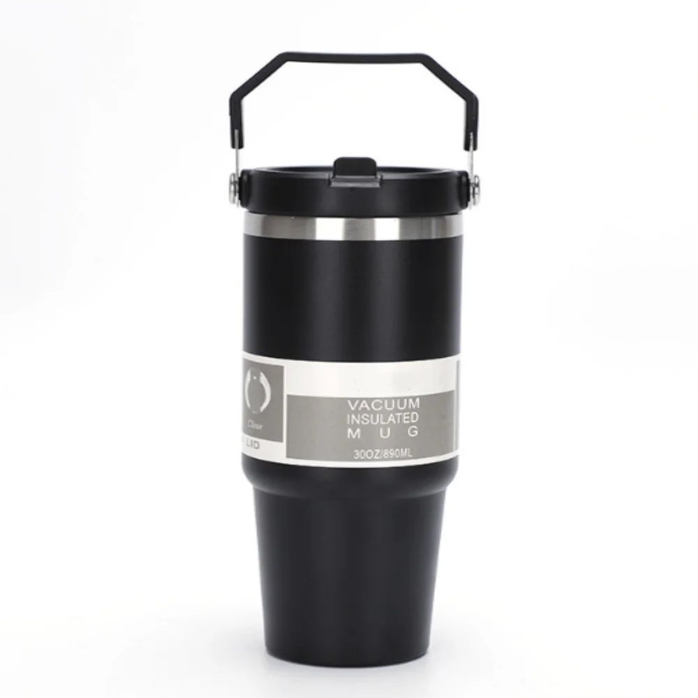 Stainless Steel Insulated Car Tumbler With Handle Straw Double Wall Vacuum Travel Water Bottle 5