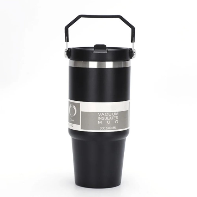 Stainless Steel Insulated Car Tumbler With Handle Straw Double Wall Vacuum Travel Water Bottle 6